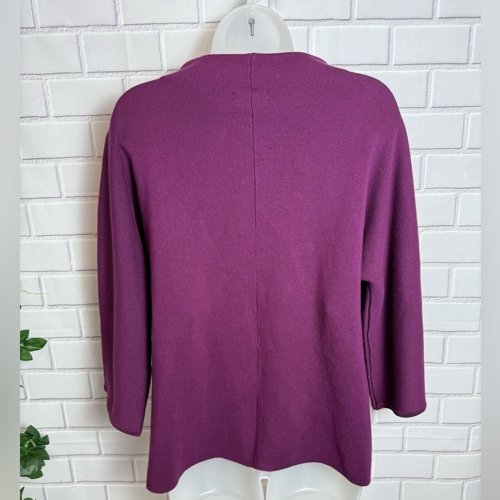 JM Collection Rich Purple Knit Classic Cottagecore Poncho/size L - Picture 12 of 14